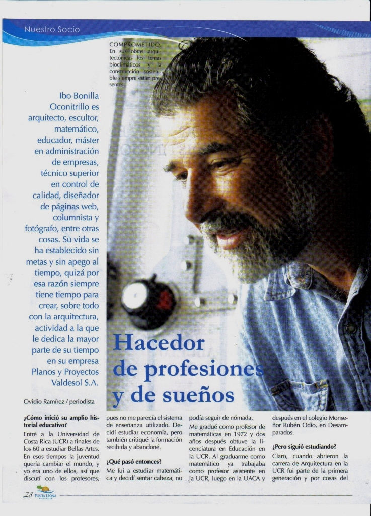 Entrevista en Revista Punta Leona, Dic. 09, pag. 28